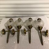 Glass and brass suspension and its vintage sconces