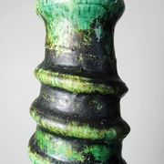 Large Tamegroute candlestick in green glazed terracotta, Morocco, 1960s-1970s.