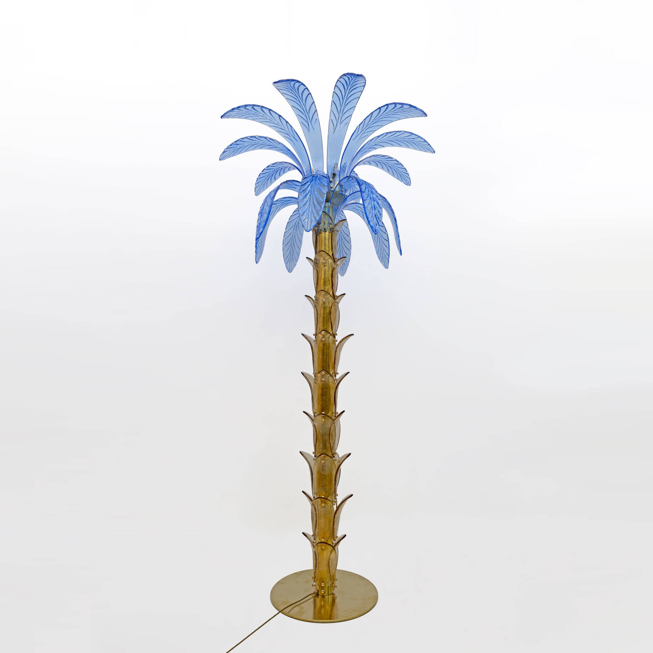 Mid-Century Modern Murano Glass and Brass Palm Tree Floor Lamp