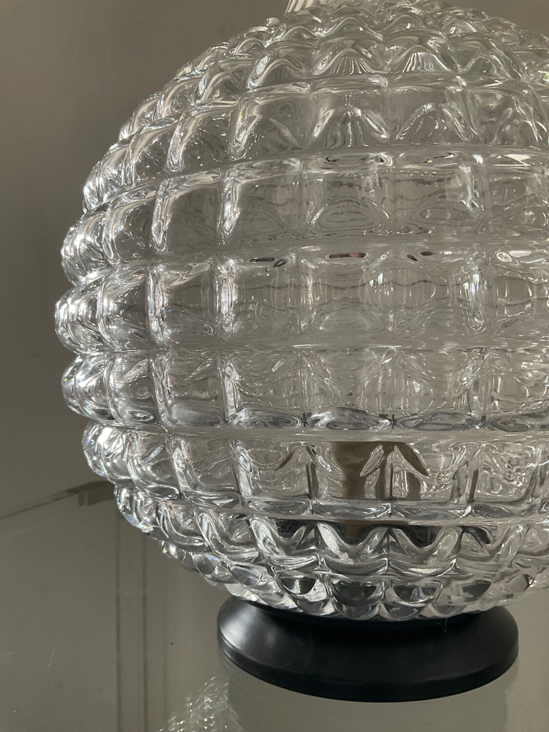 Vintage lamp from the 70s in molded glass