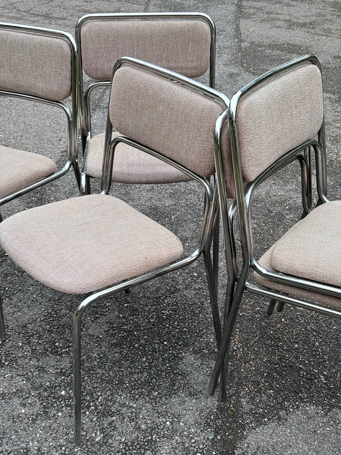 1970s designer chairs in metal and fabric