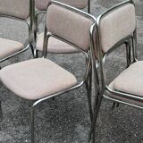 1970s designer chairs in metal and fabric