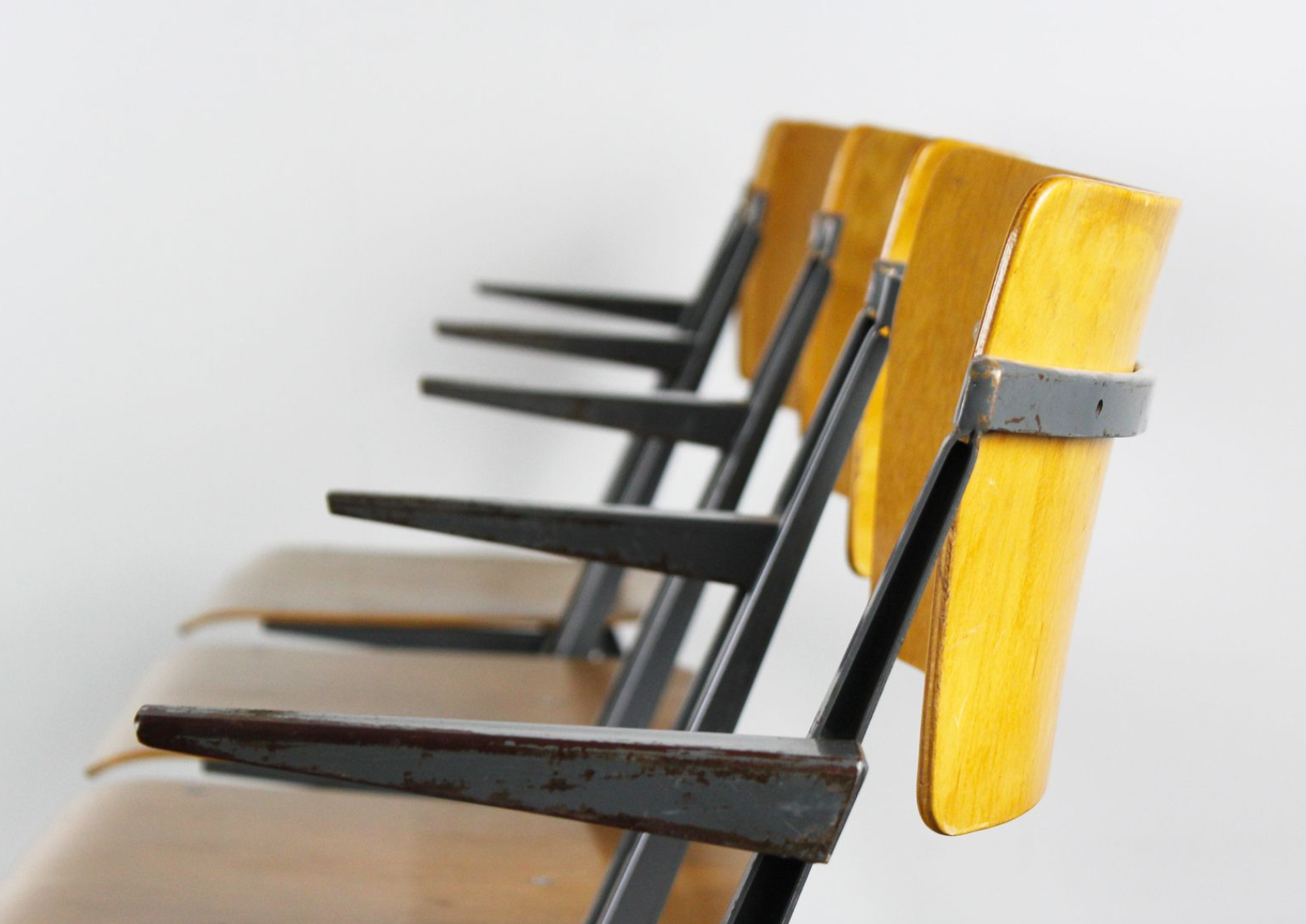 Vintage Pyramid chairs with armrests by Wim Rietveld