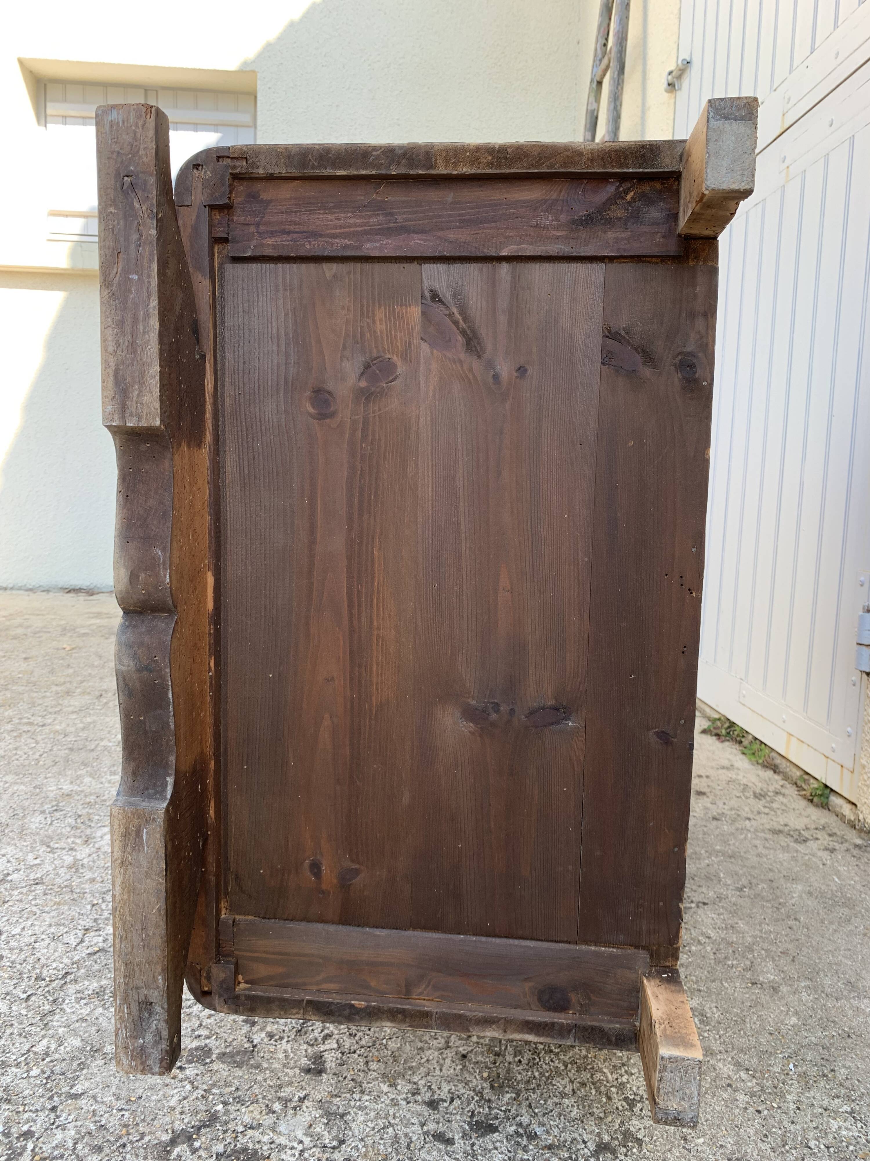 High art deco chest of drawers with mustache feet in raw walnut, 1930s