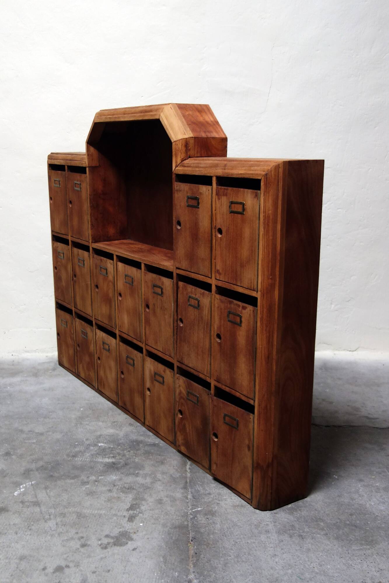 Large vintage wooden mailbox block