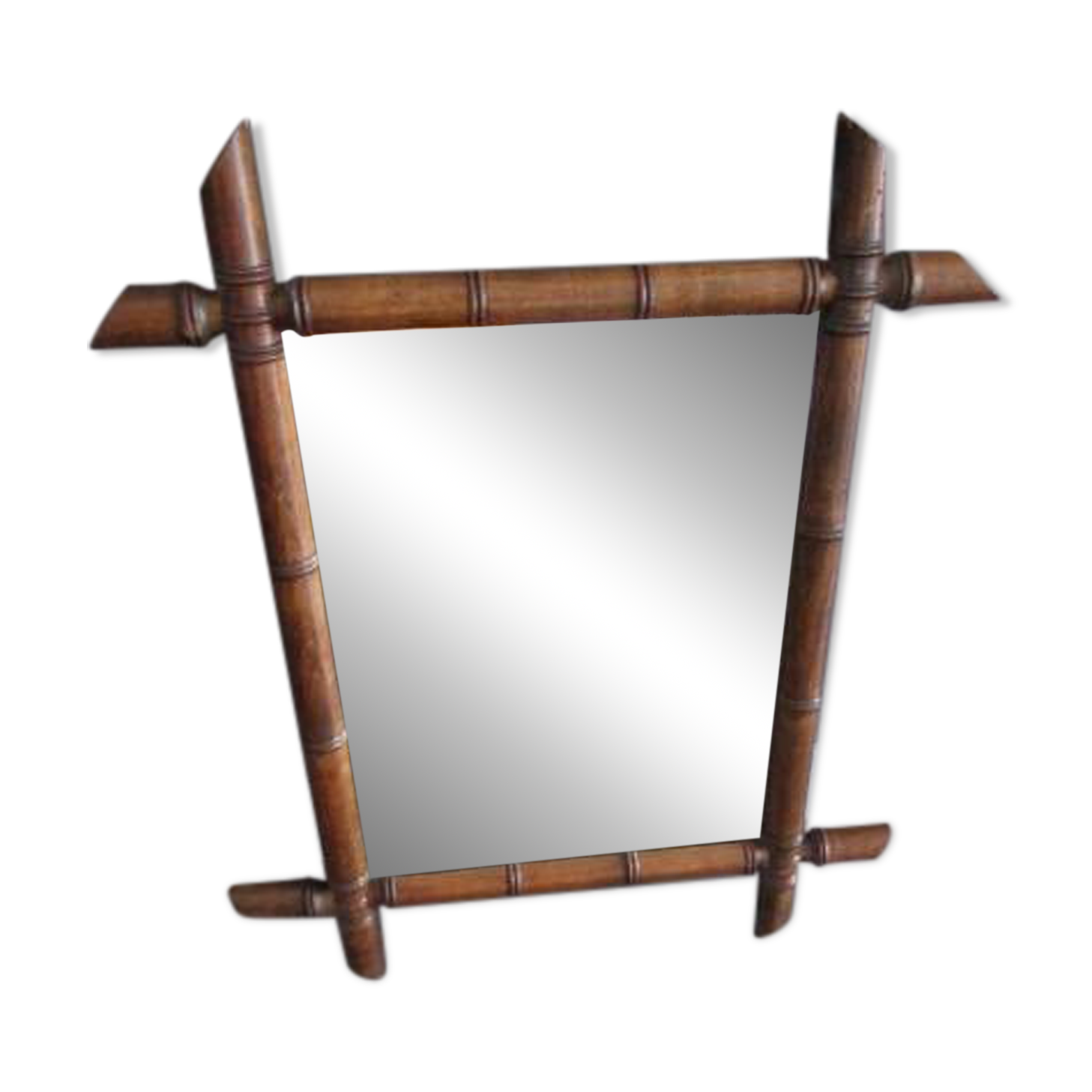 Miroir bambou ancien 57x47cm