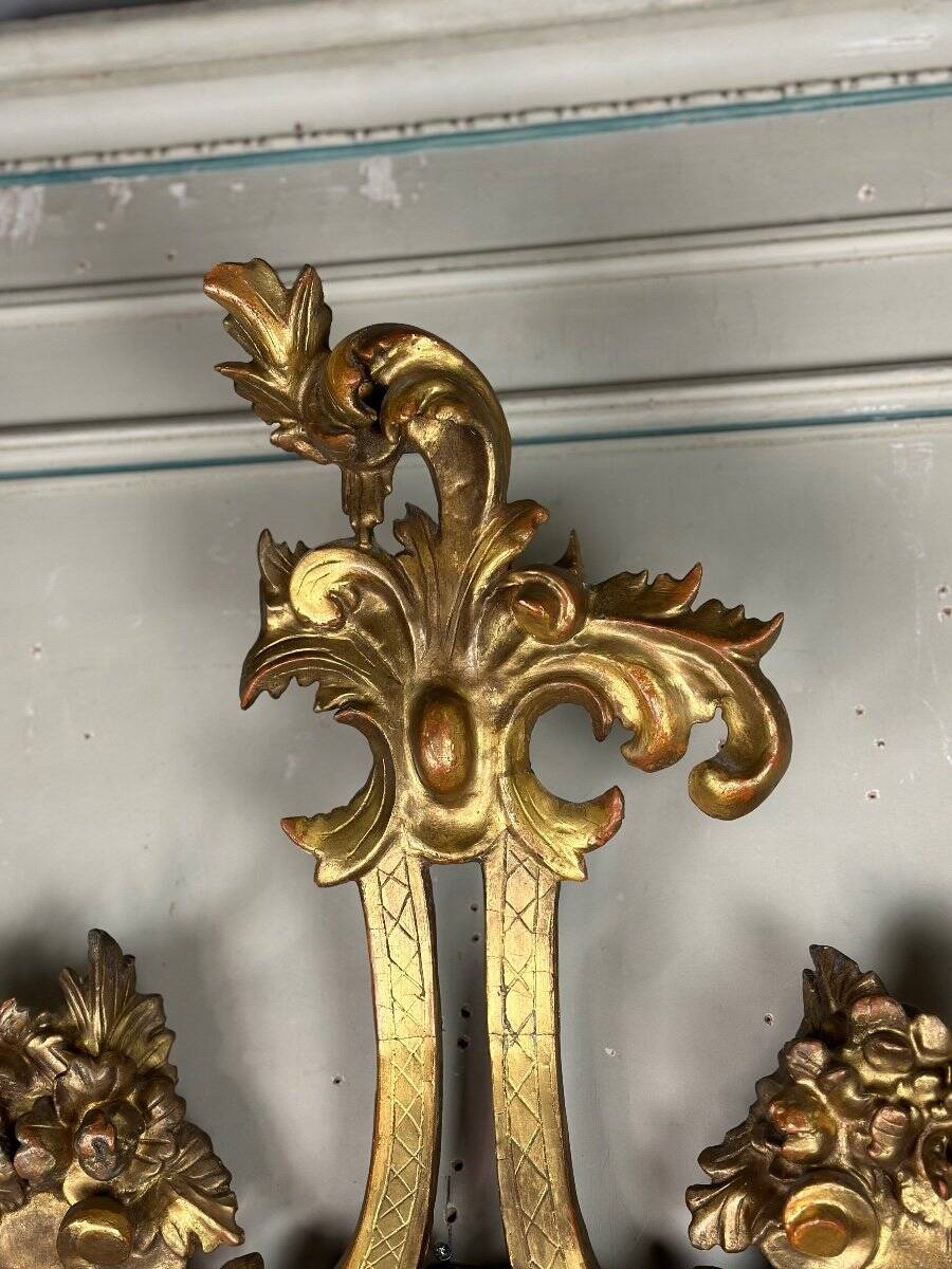 Pair of carved and gilded wooden mirrors, Italy 19th century