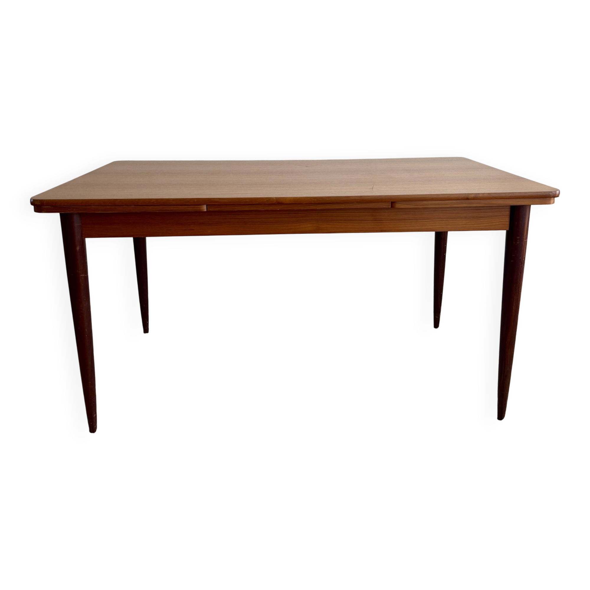 Rectangular teak Scandinavian dining table, extendable, vintage 1960s.