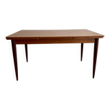 Rectangular teak Scandinavian dining table, extendable, vintage 1960s.