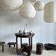 Average suspension in rattan and natural linen with a Japanese droplet shape H