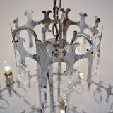 Sciolari chandelier `Ovali` 12 lights, silver with optical crystals, 1970`s ca, Italian, Rewired