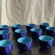 Set of 12 small vintage espresso cups duo in blue Made in Italy