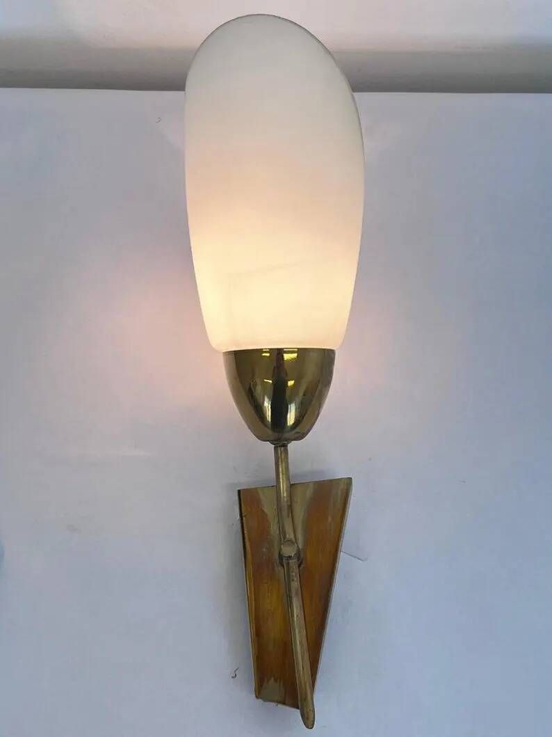 Mid Century Brass and Glass Wall Light/lamp by Kamenicky Senov - around 1970s