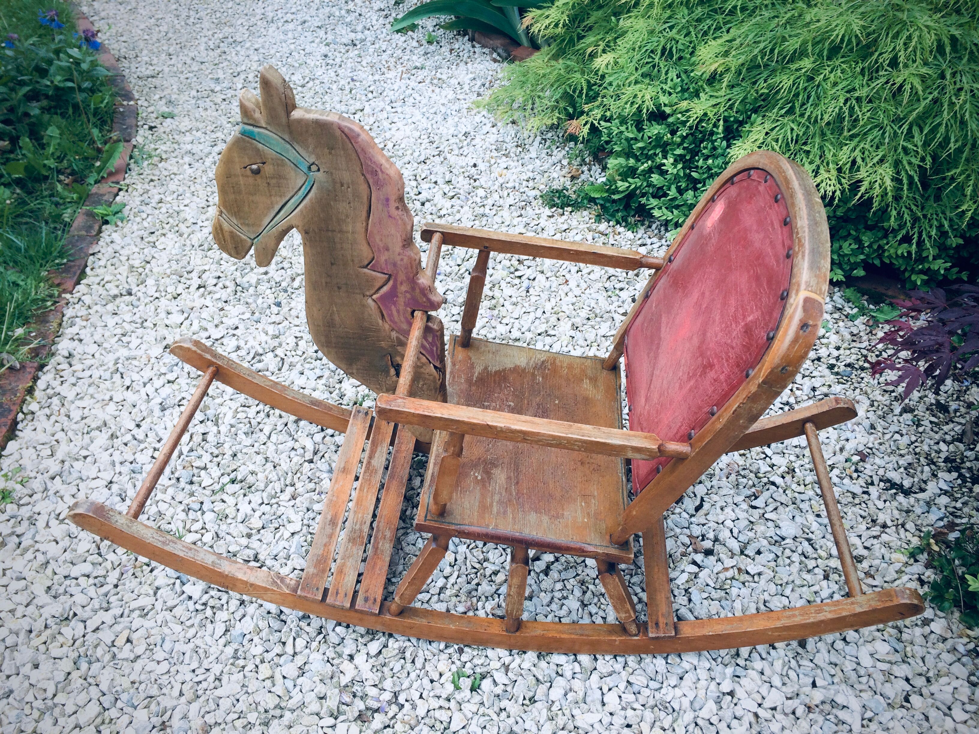 Child rocking horse wooden