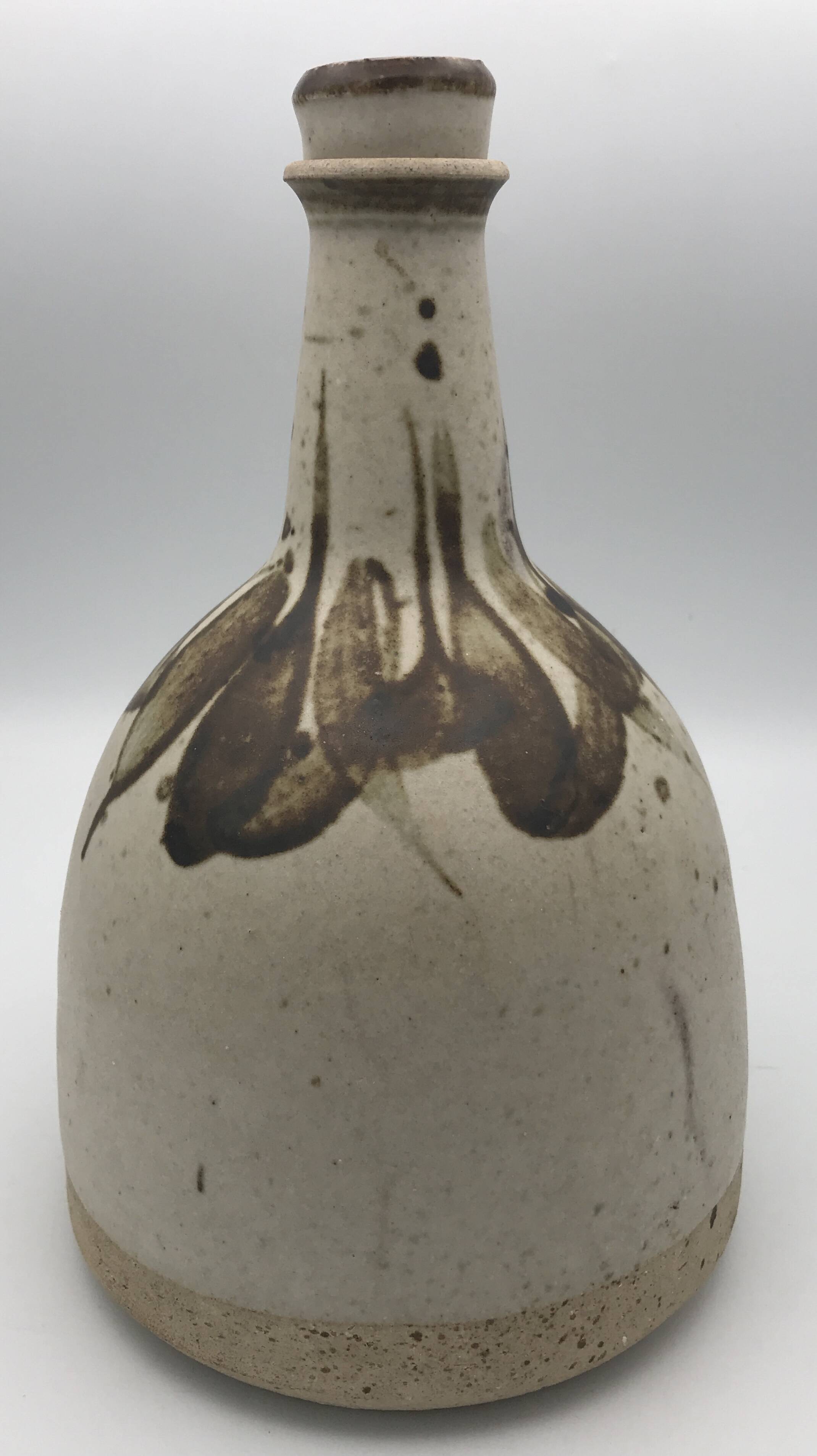 BOTTLE Vintage bottle in partially glazed pyrite stoneware