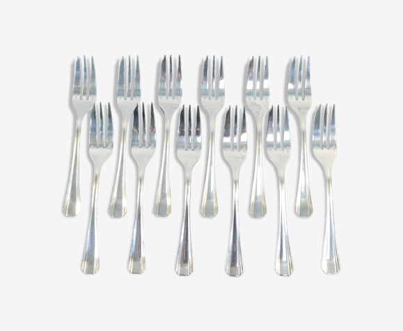 12 fourchettes a gateau christofle art deco modele boreal par luc lanel