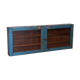 Old Burmese teak wall display case original blue patina