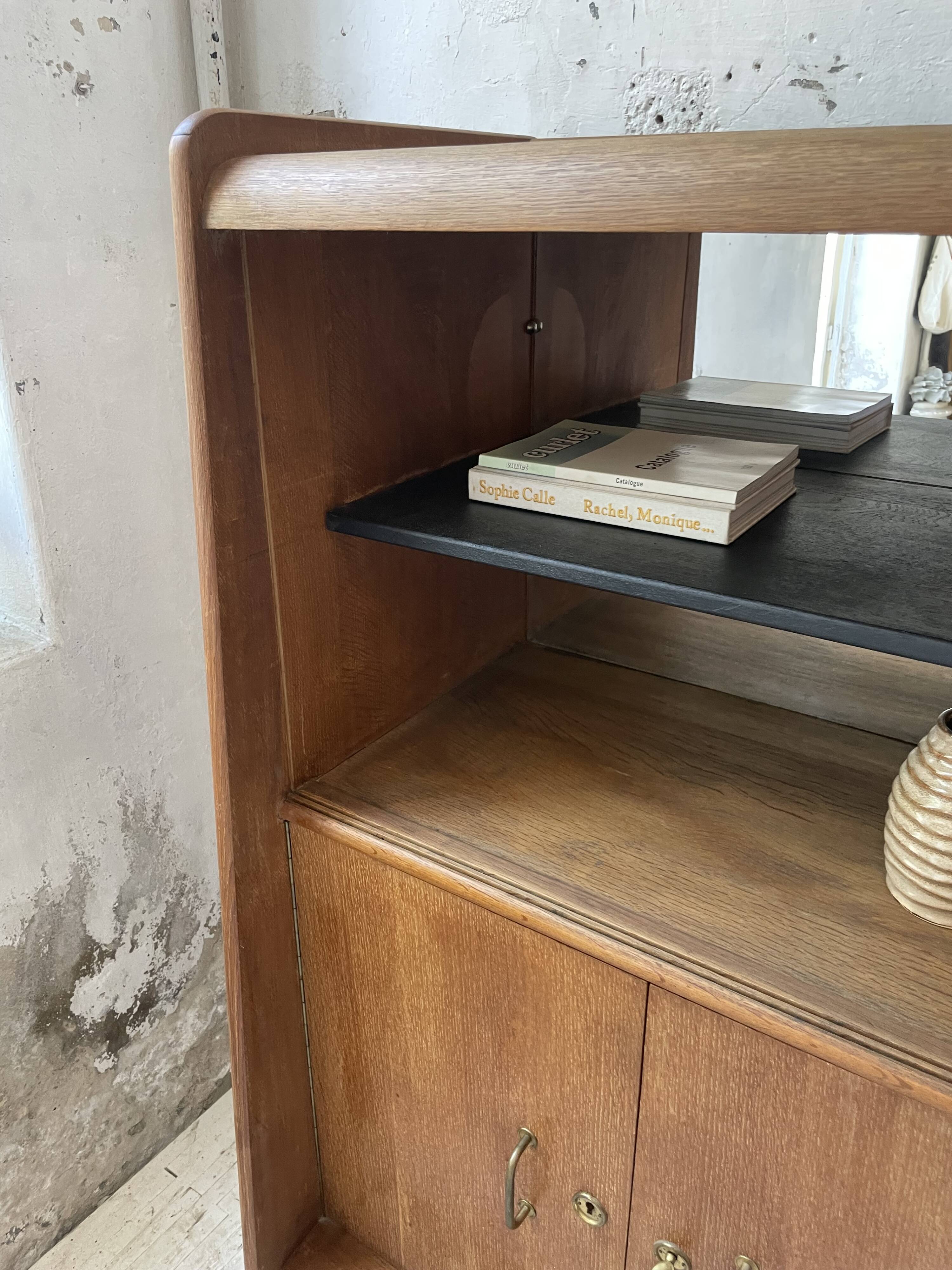 Meuble de rangement secrétaire chêne années 60
