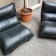 Zinzolo Armchairs in Black Leather by Vittorio Varo for Plan, 1970s, Set of 2