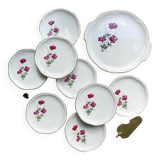 Vintage dessert service for 8 people in Gien porcelain from France, Elegance model, floral motif