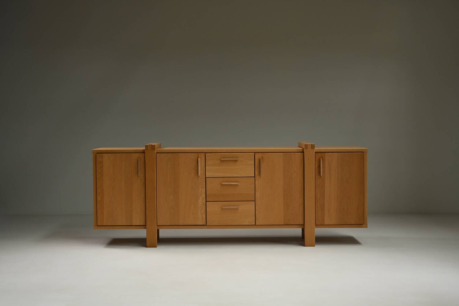 Large brustalist oak sideboard, Belgium.