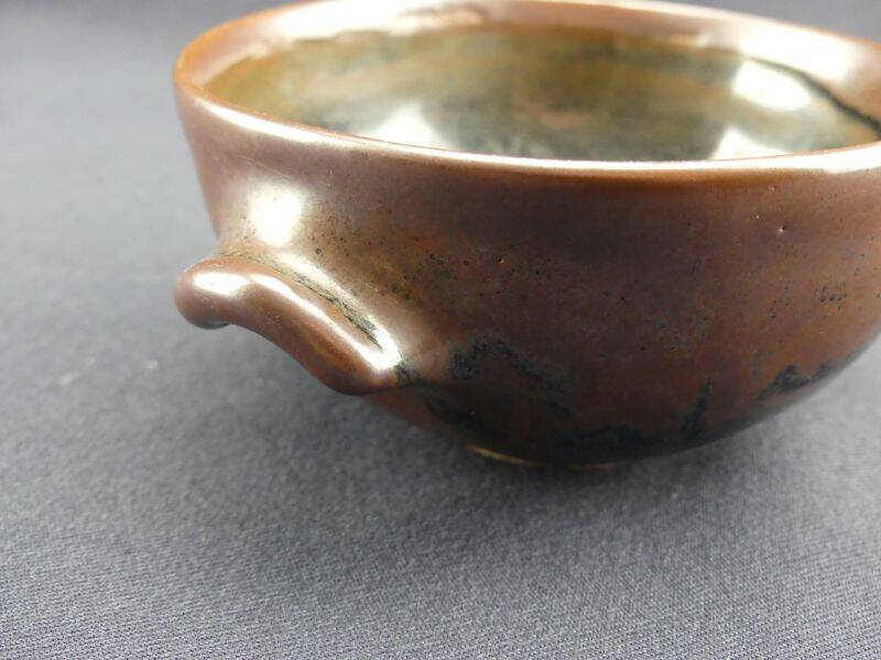 Pair of vintage glazed stoneware bowls signed MJB