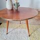 Vintage tripod side table, marquetry diamond-pattern top.