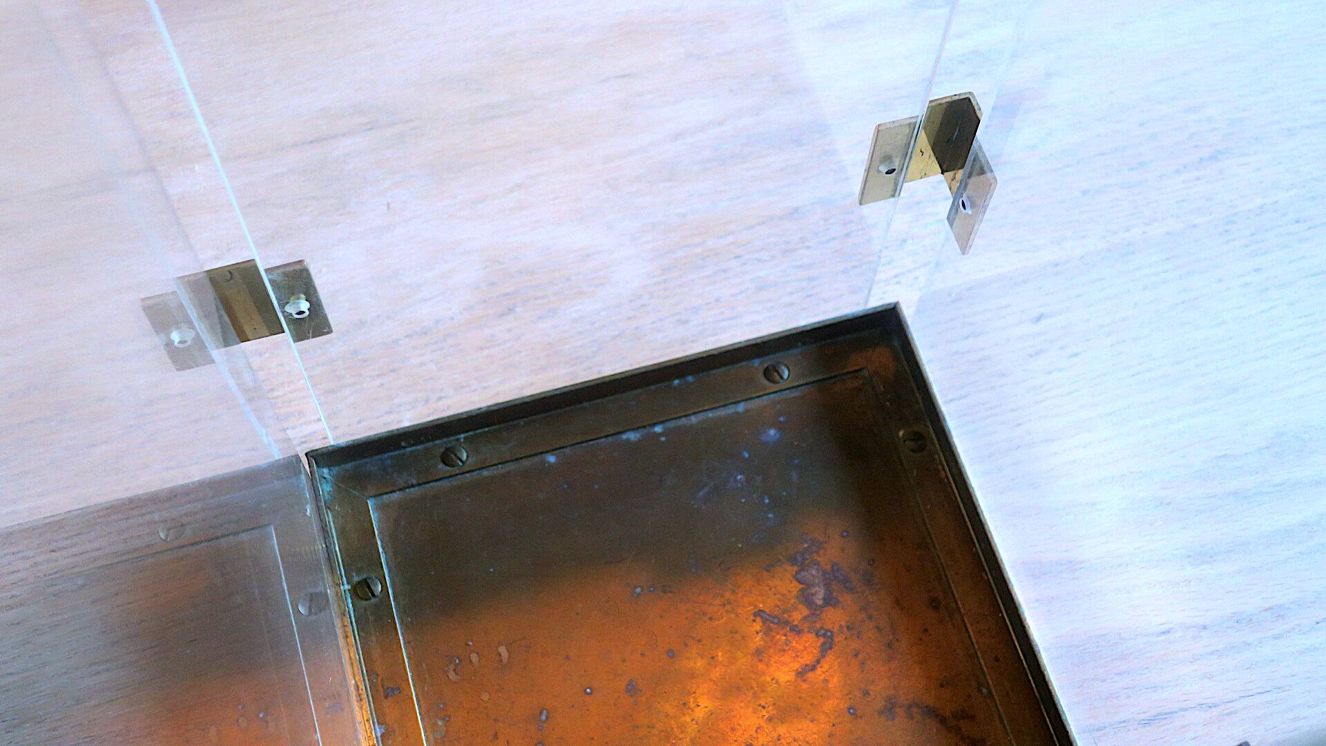 Umbrella stand in brass and clear lucite / plexiglass, 1960s