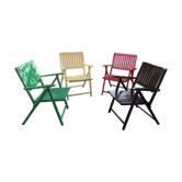 Set of 4 multicolored wooden folding garden chairs