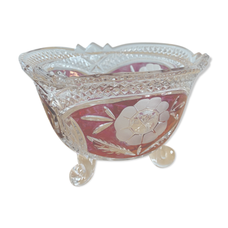 Coupe  en verre ciselé rose foncée