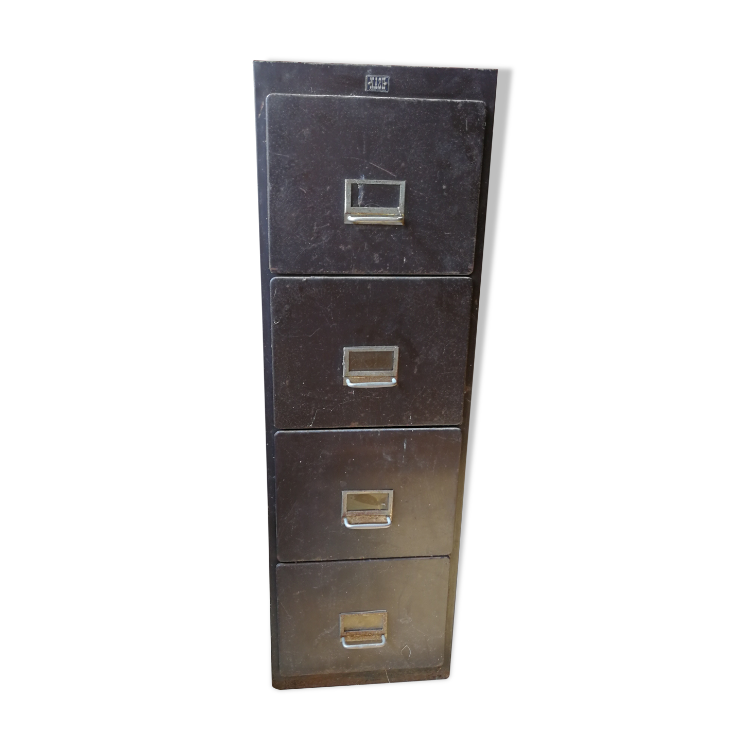 Industrial metal locker with 4 drawers