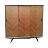 Wardrobe 3 doors sliding vintage feet compass