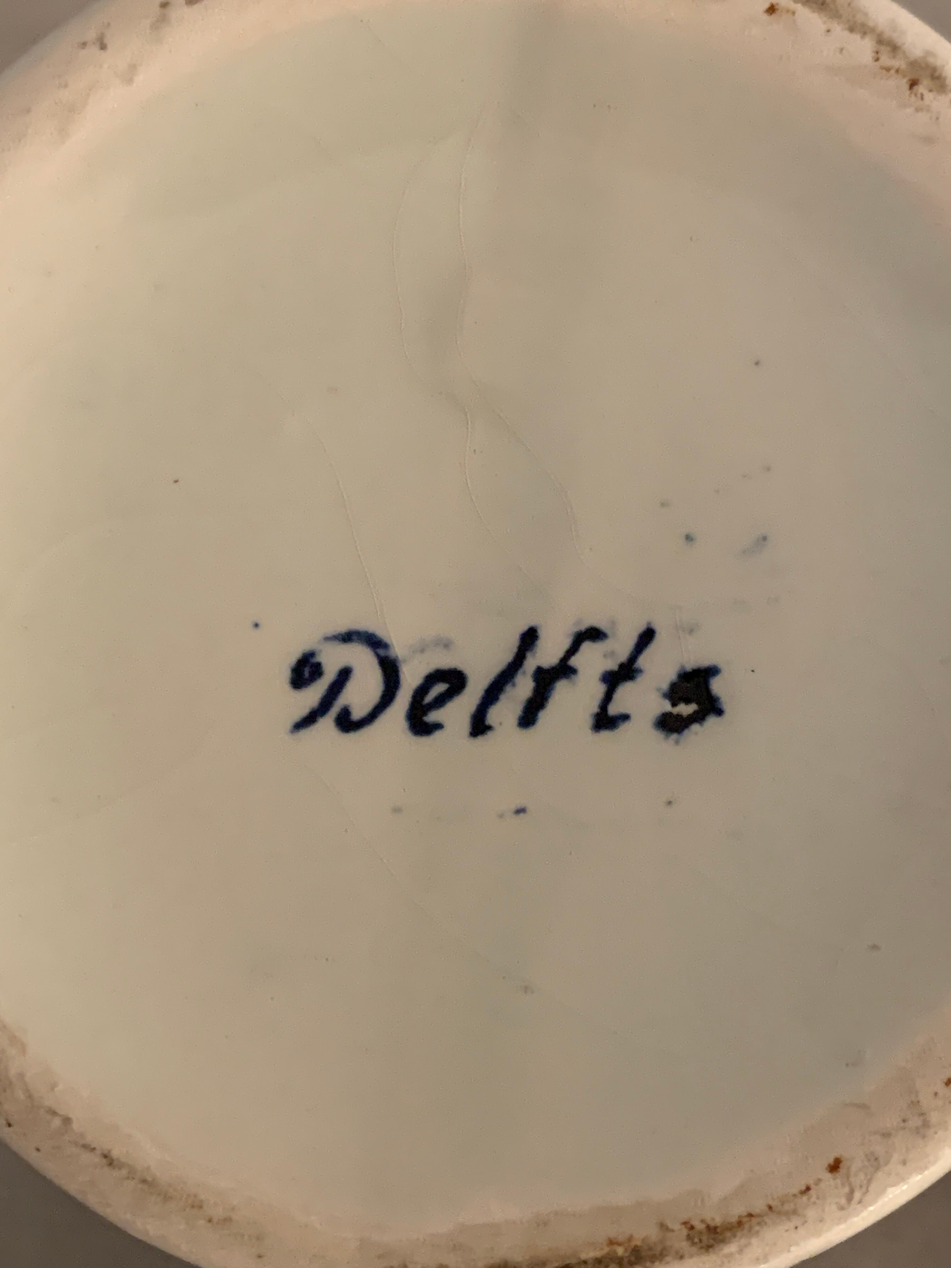 4 old blue and white delfts earthenware spice jars