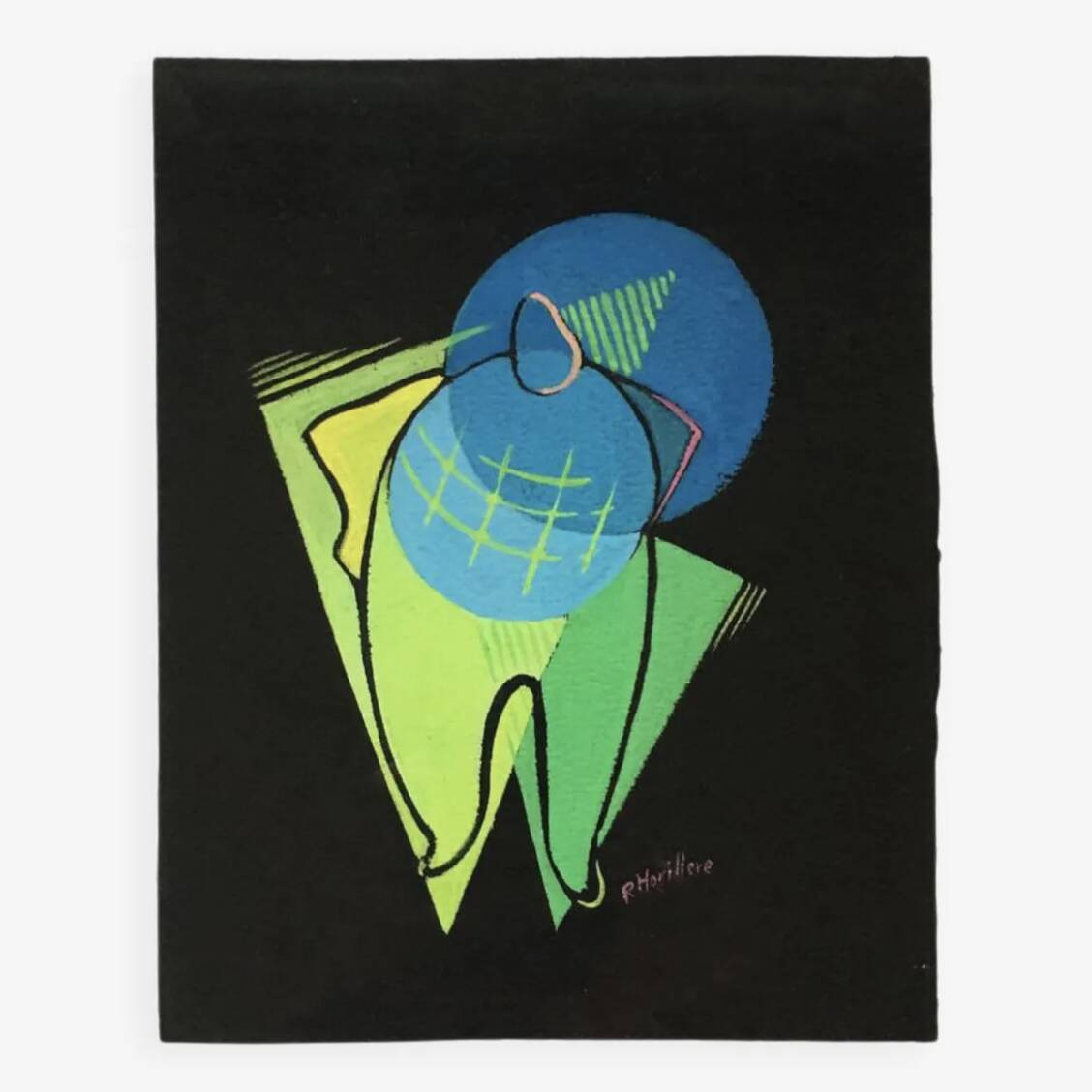 Small cubist painting. France, 1950s.