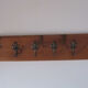 Wall coat rack wood and metal fleurs-de-lis