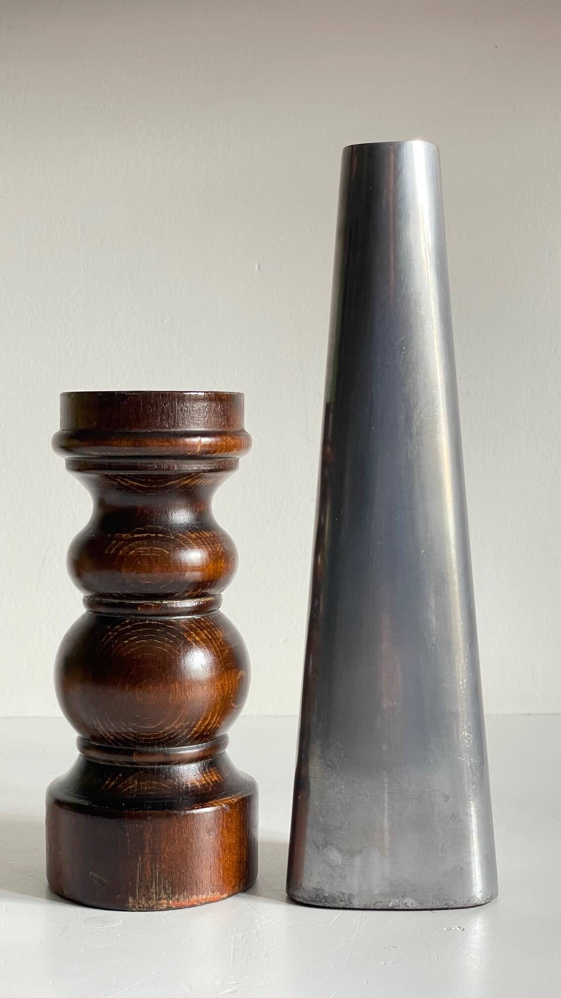 Vintage ikea wood and metal candle holders