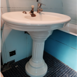 Lavabo ancien sur colonne Jacob Delafon années 1930