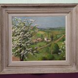 HST painting spring landscape signed vintage 70