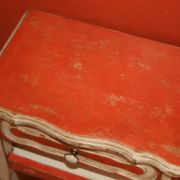 Pair of bedsides revamped red and white antique skated shabby