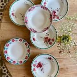 Set of 6 mismatched vintage soup plates