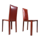 Red leather dining chairs by De Couro Brazil, 1980s - set of 4