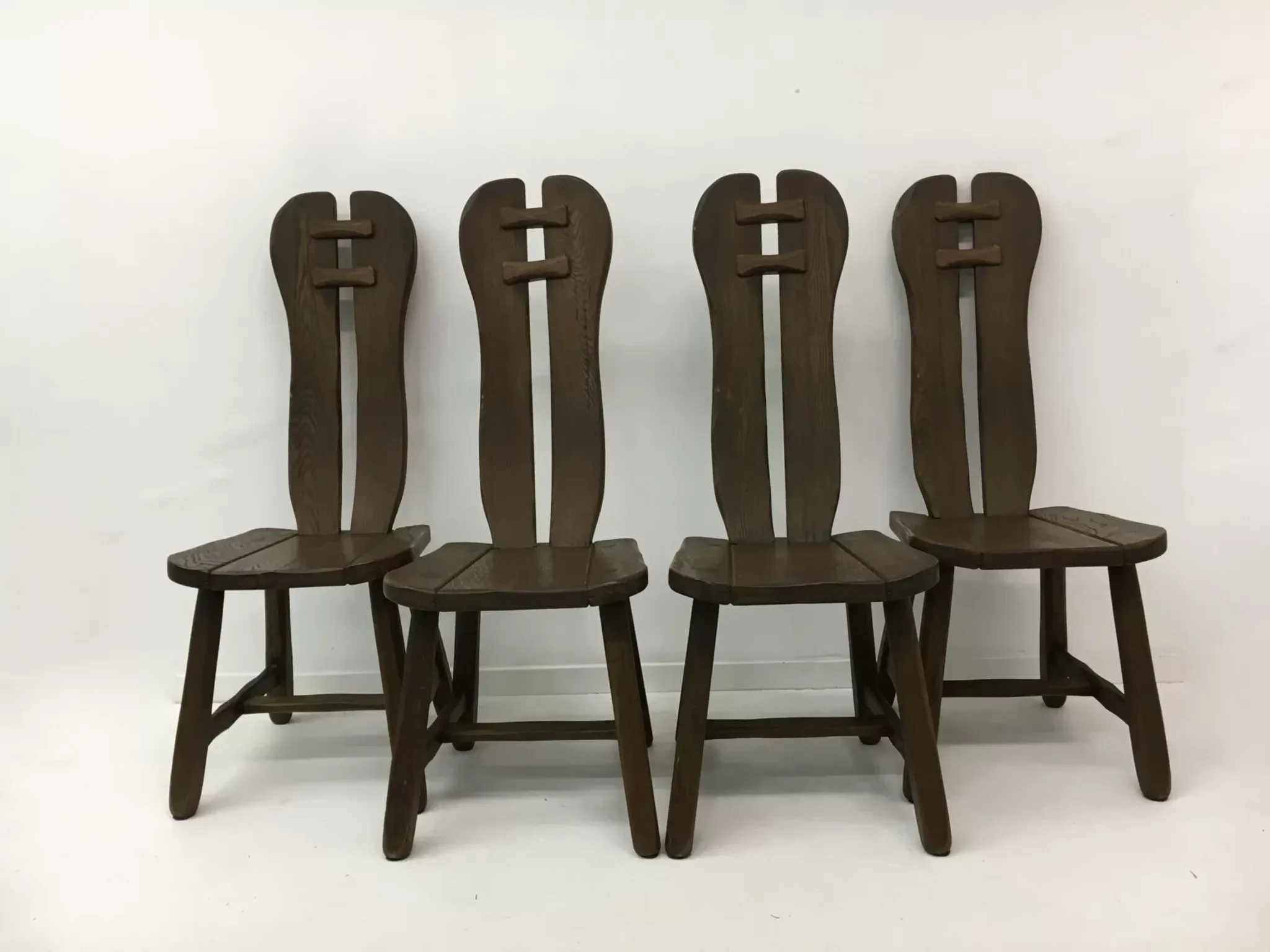 Set of 4 Belgian brutalist dining chairs from De Puydt, 1970s