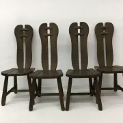 Set of 4 Belgian brutalist dining chairs from De Puydt, 1970s