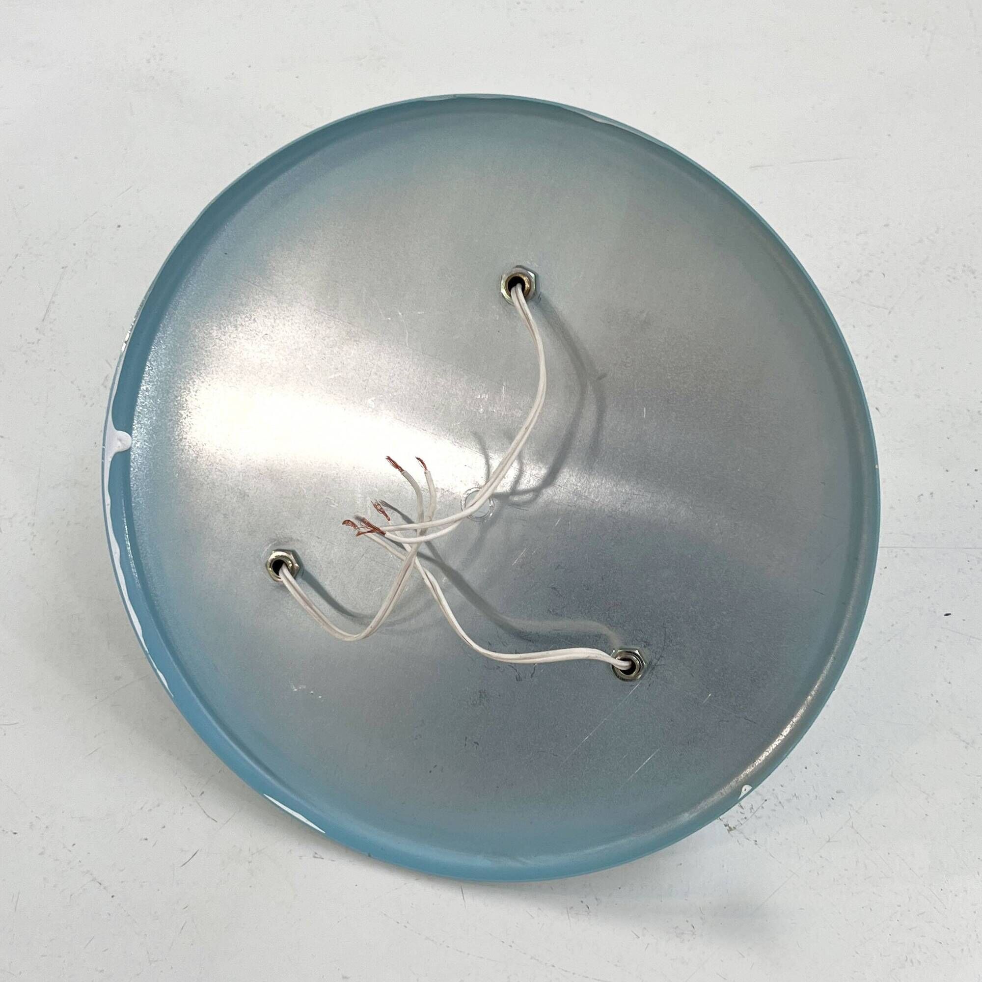 Blue wall light with 3 bulbs, 1980
