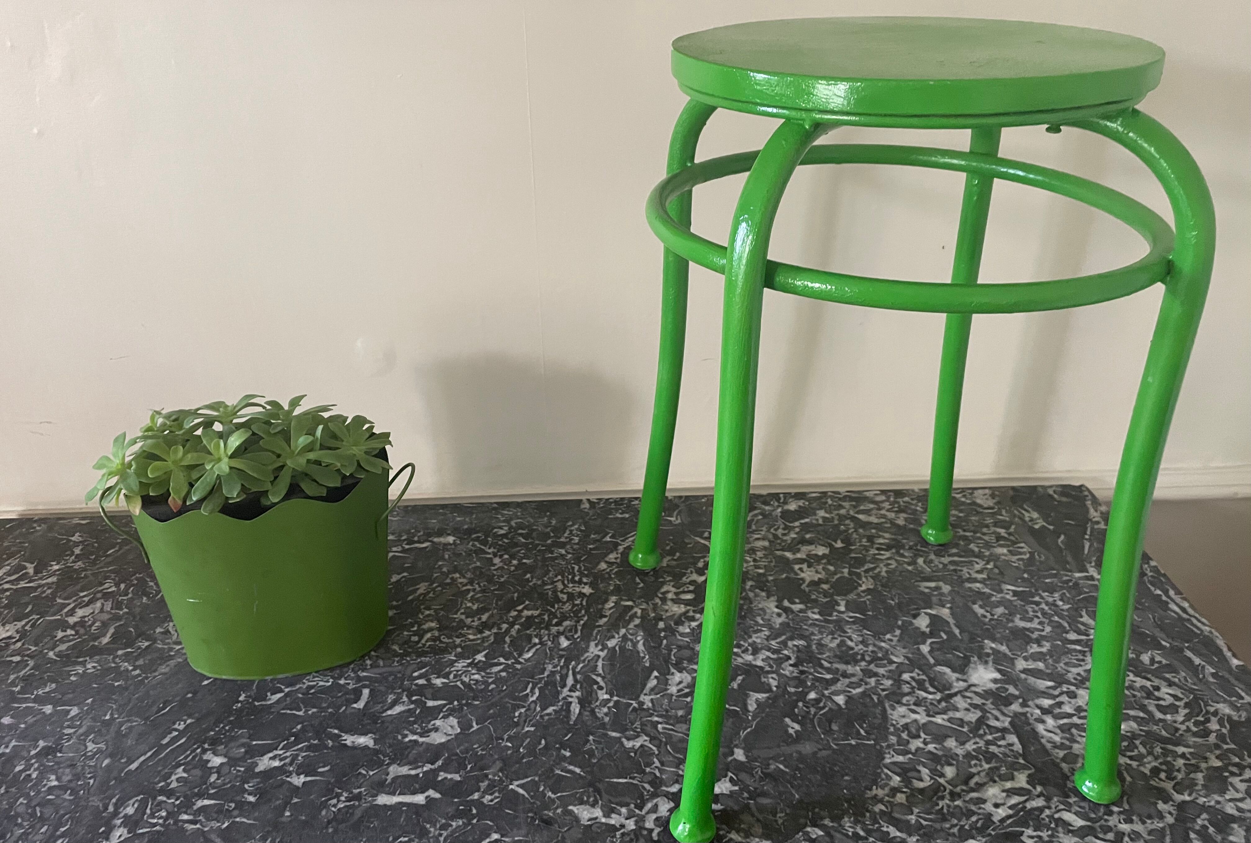 Metal and wood stool