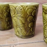 4 gobelets en céramique vert olive Sarreguemines