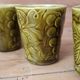 4 olive green ceramic cups Sarreguemines