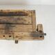 Wooden industrial workbench with vice, 194 cm long, 1930s.