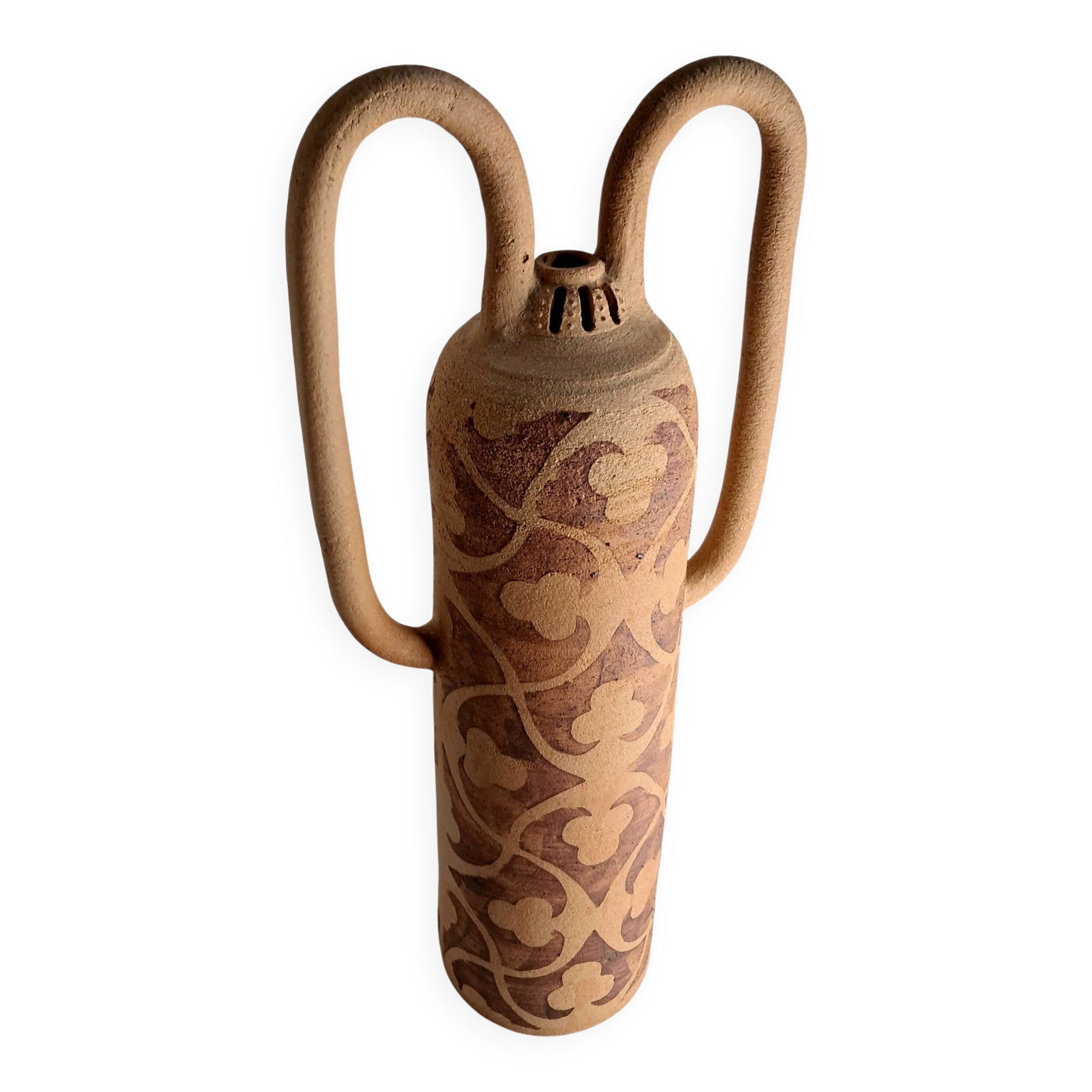 Large vase in raw stoneware