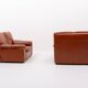 1970’s Vintage Italian design cognac leather lounge chairs